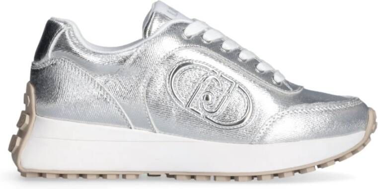 Liu Jo Metallic Platform Sneakers met Maxi Logo Gray Dames