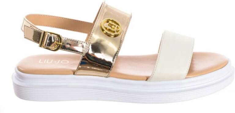 Liu Jo Metallic Strap Sandalen met Ronde Neus Beige Dames