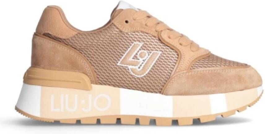 Liu Jo Metallic Suède Sneaker met Veters Brown Dames