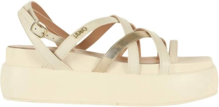 Liu Jo Platform Leren Sandalen voor Vrouwen Beige Dames