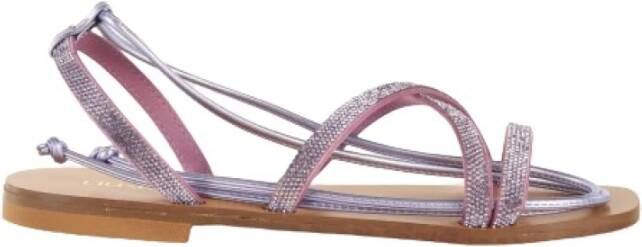 Liu Jo Platte sandalen met strass en veters Paars Dames