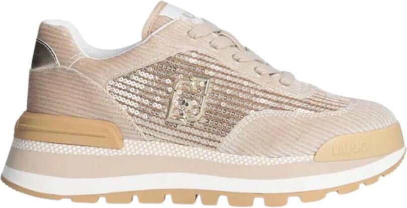 Liu Jo Platte schoenen van fluweel en pailletten Beige Dames