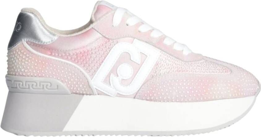 Liu Jo Roze Platte Sneakers met Strass Multicolor Dames