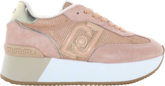 Liu Jo Beige Logo Sneakers met Suède en Mesh Panelen Beige Dames