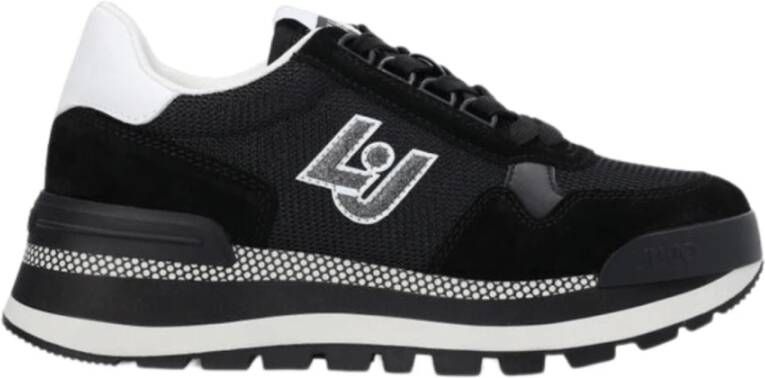 Liu Jo Zwarte Sneakers met Gebreid Logo Patch Black Dames