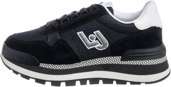 Liu Jo Zwarte Sneakers met Gebreid Logo Patch Black Dames