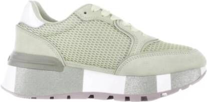 Liu Jo Sportieve Suède Sneakers met Mesh Details Green Dames