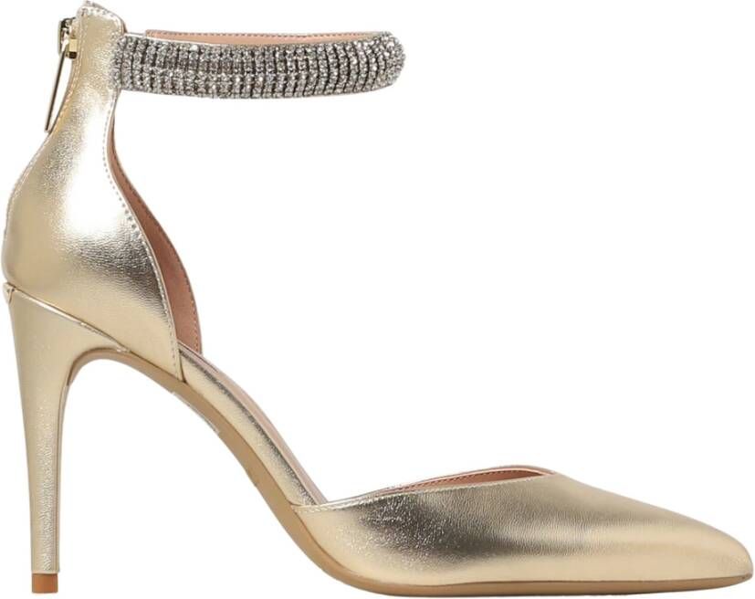 Liu Jo Gouden Gesloten Strass Platte Sandalen Yellow Dames