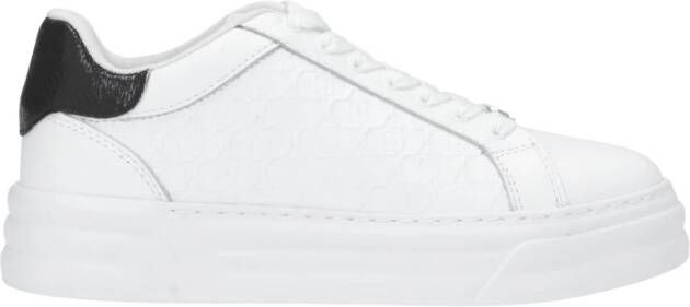 Liu Jo Witte Leren Sneaker met Reliëf Logo White Dames