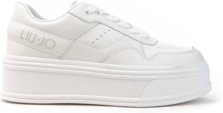 Liu Jo Witte Leren Sneakers met Geperforeerde Inzetstukken en Plateauzool White Dames