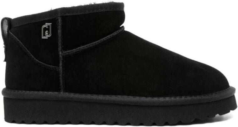 Liu Jo Zwarte Faux-Shearling Enkellaarzen Black Dames