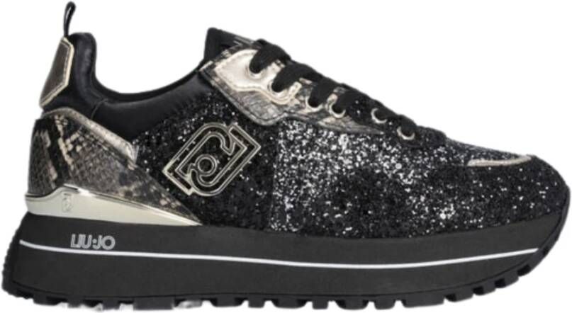 Liu Jo Zwarte Glitter Platte Schoenen Black Dames