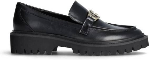 Liu Jo Zwarte leren mocassin met metalen logo Black Dames