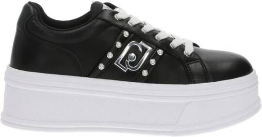 Liu Jo Zwarte Leren Parel Platform Sneakers Zwart Dames