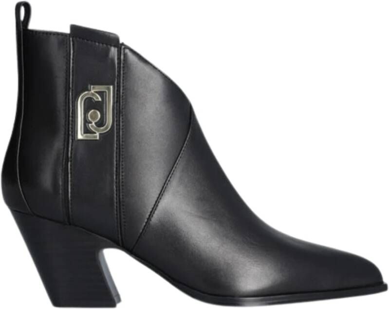 Liu Jo Zwarte Platte Schoenen Texano Leer Black Dames