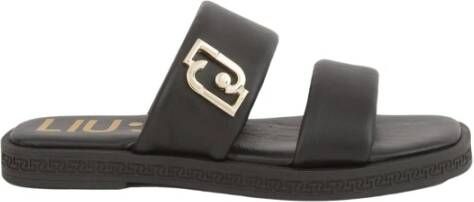 Liu Jo Monogram Platte Sandalen met Opvallende Banden Black Dames