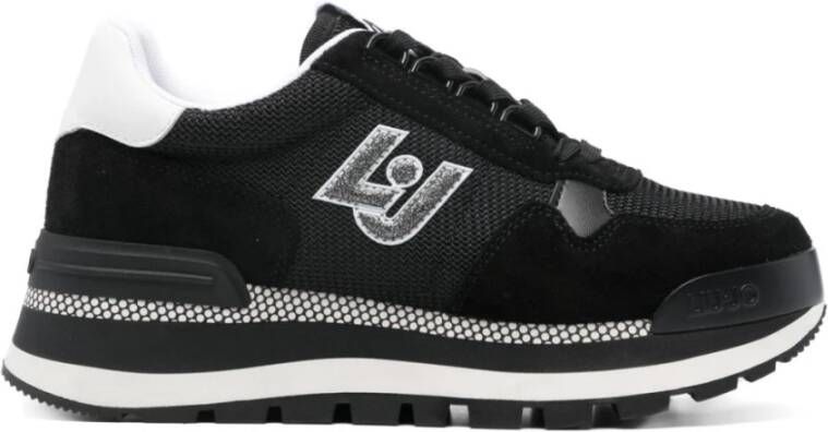 Liu Jo Zwarte Sneakers met Gebreid Logo Patch Black Dames