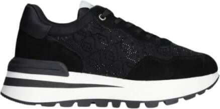 Liu Jo Zwarte sneakers met strass logo Black Dames