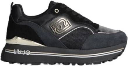 Liu Jo Zwarte Suède Sneakers met Nylon en Mesh Inzetstukken Black Dames