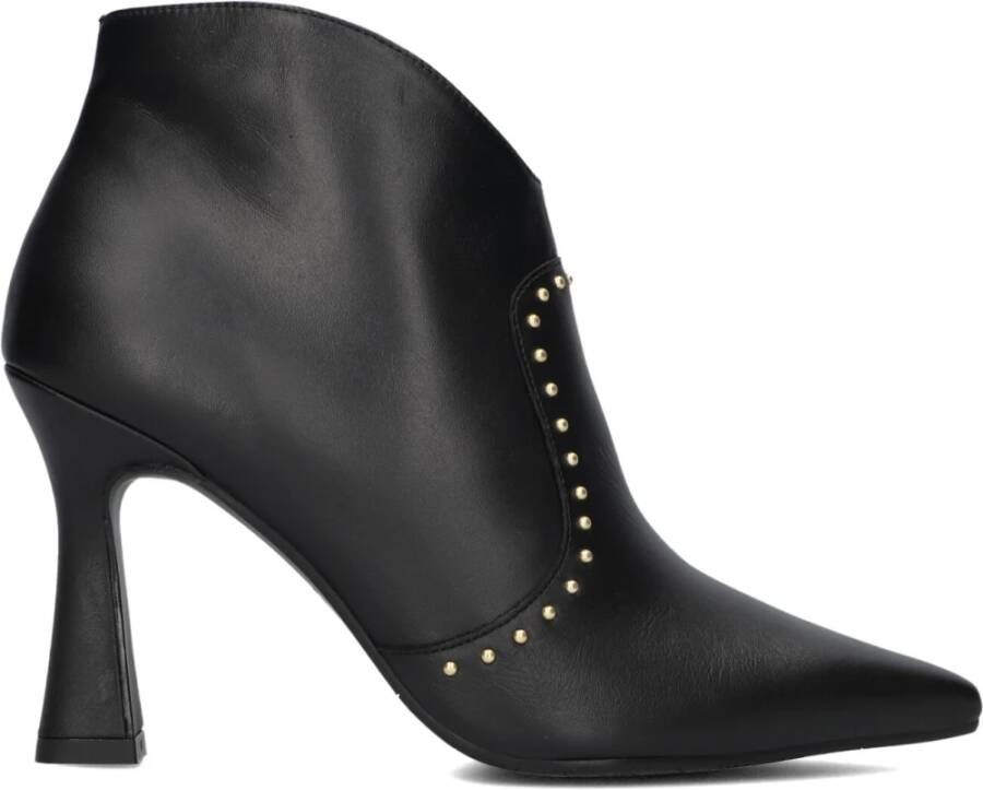 Lodi Zwarte Leren Enkellaarzen met Studs Black Dames