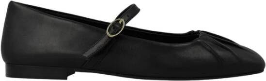 Lodi Zwarte leren jurkflats Black Dames