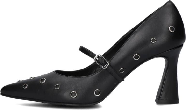 Lodi Zwarte leren puntige neus pumps Black Dames