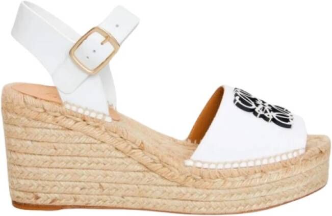 Loewe Anagram Leren Espadrilles Sleehak Platform White Dames