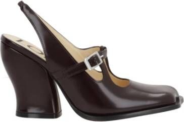 Loewe Bordeaux Geborsteld Leren Slingback Hakken Purple Dames