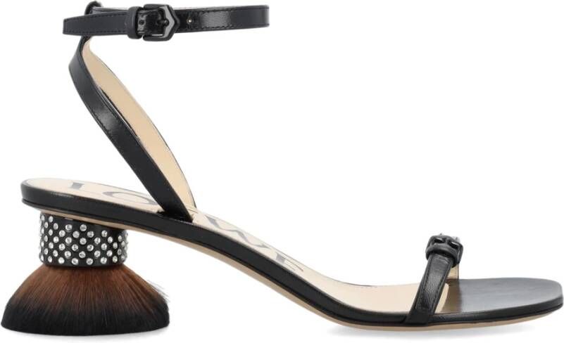 Loewe Zwarte Petal Kwast Hak Sandaal Black Dames