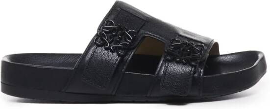 Loewe Zwarte Slide Sandalen met Anagram Gesp Black Dames