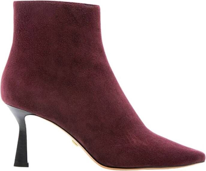 Lola Cruz Bordeaux Suede Kitten Heel Enkellaars Red Dames