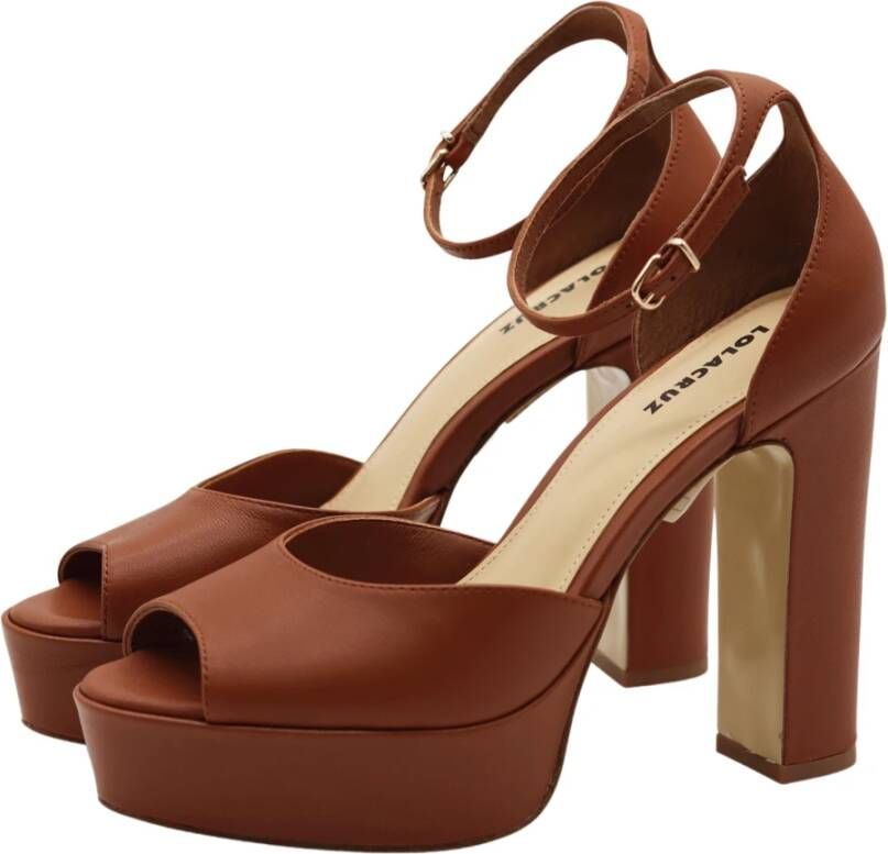 Lola Cruz Cuero Tan Hoge Hak Sandalen Bruin Dames