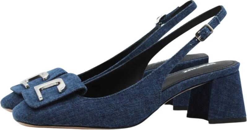 Lola Cruz Denim Blauwe Leren Pumps Blue Dames