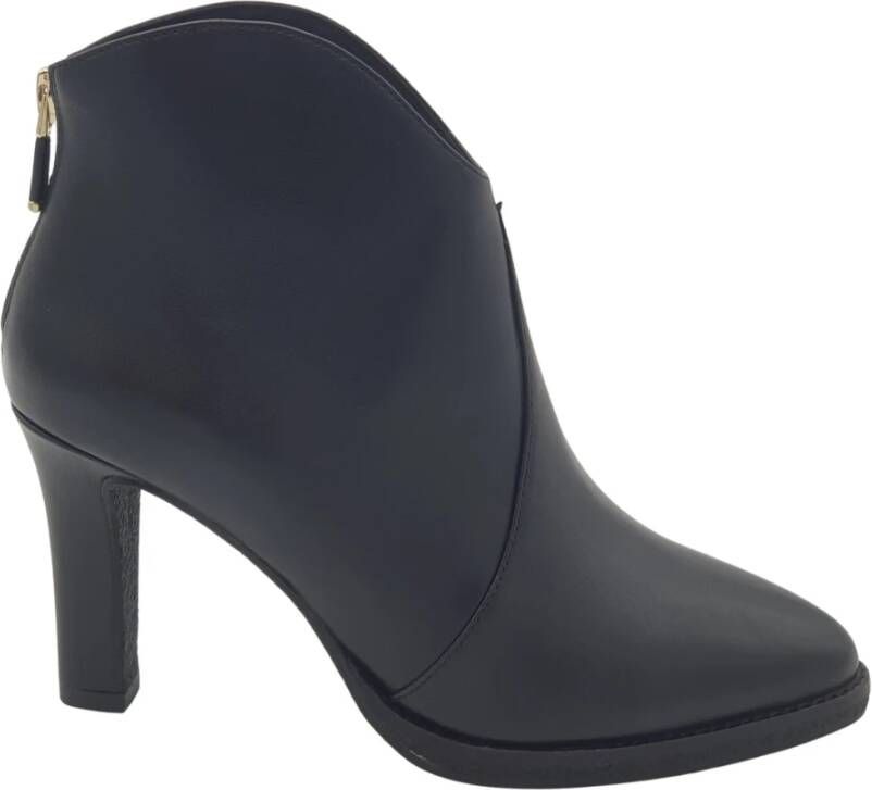 Lola Cruz Elegante leren enkellaars met rits Black Dames