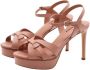 Lola Cruz Elegante Leren Hoge Hak Sandalen Roze Dames - Thumbnail 1