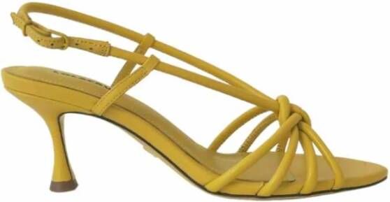 Lola Cruz Gele Leren Tubulaire Band Sandalen Yellow Dames