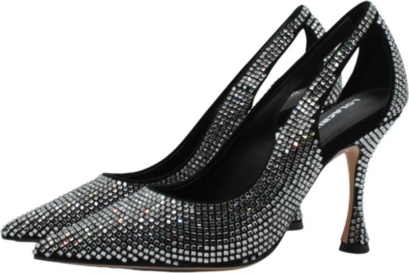 Lola Cruz Glitzy Puntige Neus Leren Pumps Gray Dames