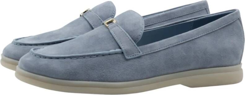 Lola Cruz Hemelsblauwe Loafer Instap Leren Schoen Blue Dames