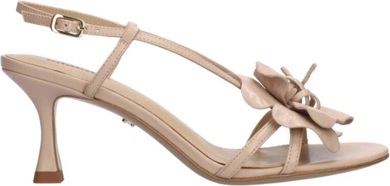 Lola Cruz Leren Bloem Sandalen Beige Dames