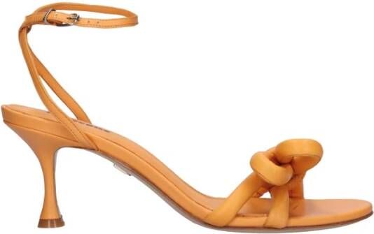 Lola Cruz Leren Stiletto Sandalen met Strikdetail Orange Dames