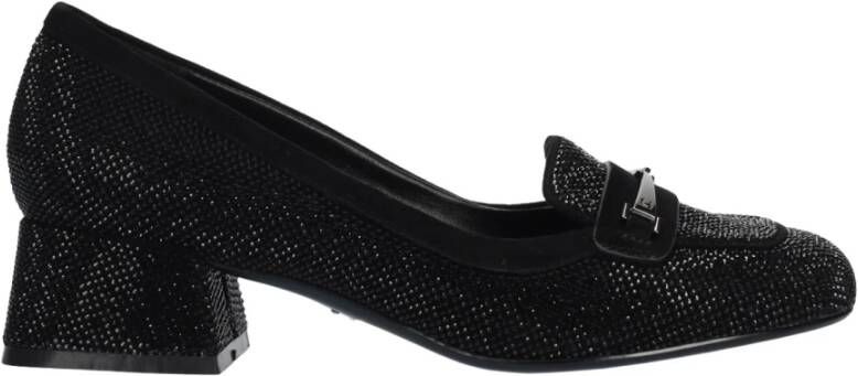 Lola Cruz Mocassin met Strass en Metalen Versiering Black Dames