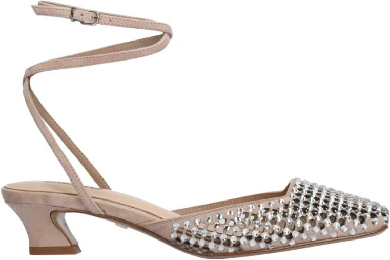 Lola Cruz Slingback met vierkante neus en strass-applicaties Beige Dames