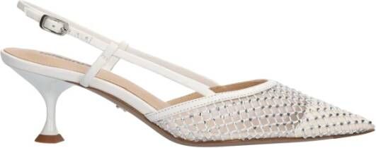 Lola Cruz Witte leren slingback sandaal met strass applicaties White Dames