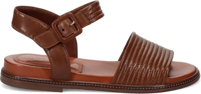 Lorenzo Masiero Bruin Leren Sandalen Comfort Stijl Brown Dames