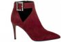 Loriblu Bordeaux Suede Hoge Hak Enkellaarsjes Red Dames - Thumbnail 5