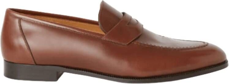 Loro Piana Bruine Klassieke Mocassin met Dubbele Stiksels Brown Heren