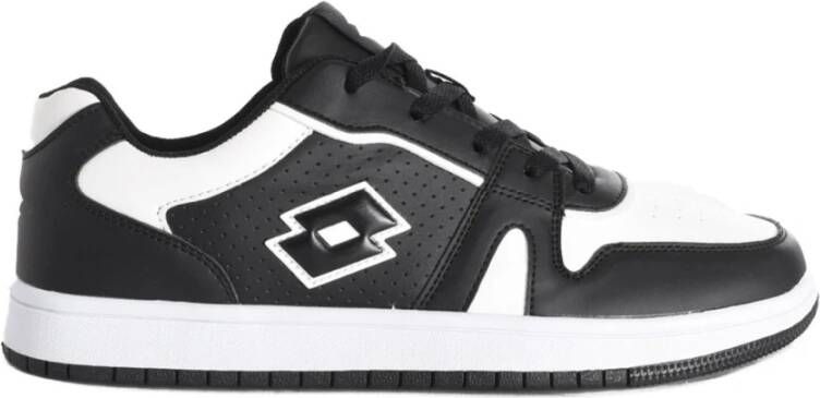 Lotto Zwarte Leren Sneakers Patched Logo Black Heren