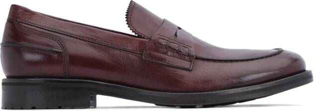 Lottusse Burgundy Calfskin Orwell Band Loafers Mocasin Red Heren