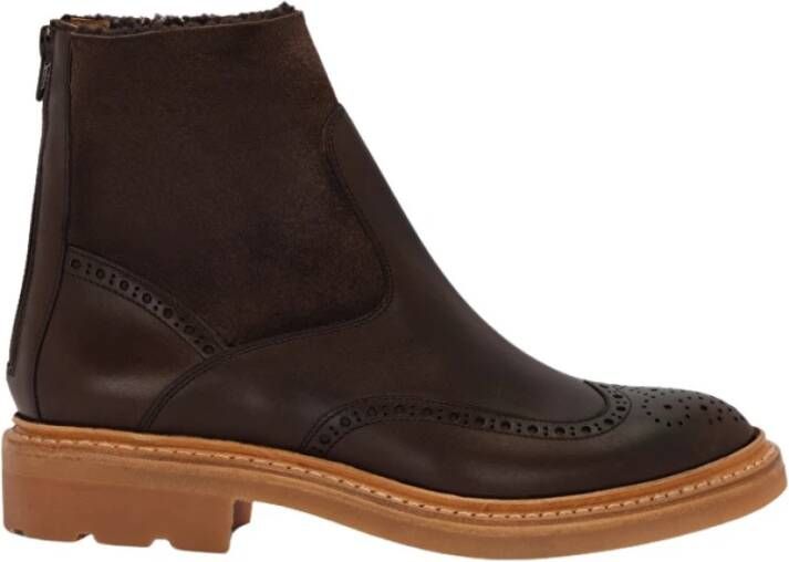 Lottusse Mocha Calfskin Bonaire Zipper Ankle Boots Brown Dames