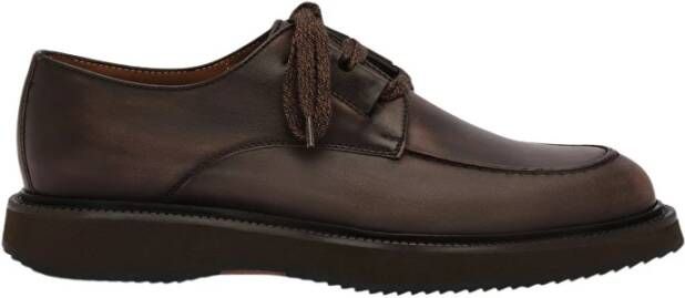 Lottusse Mocha Calfskin Harbour Derby Loafers Moccasin Brown Heren